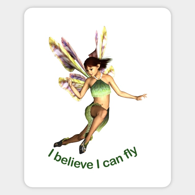 I believe I can fly fairy faerie elf butterfly wings flying Sticker by Fantasyart123